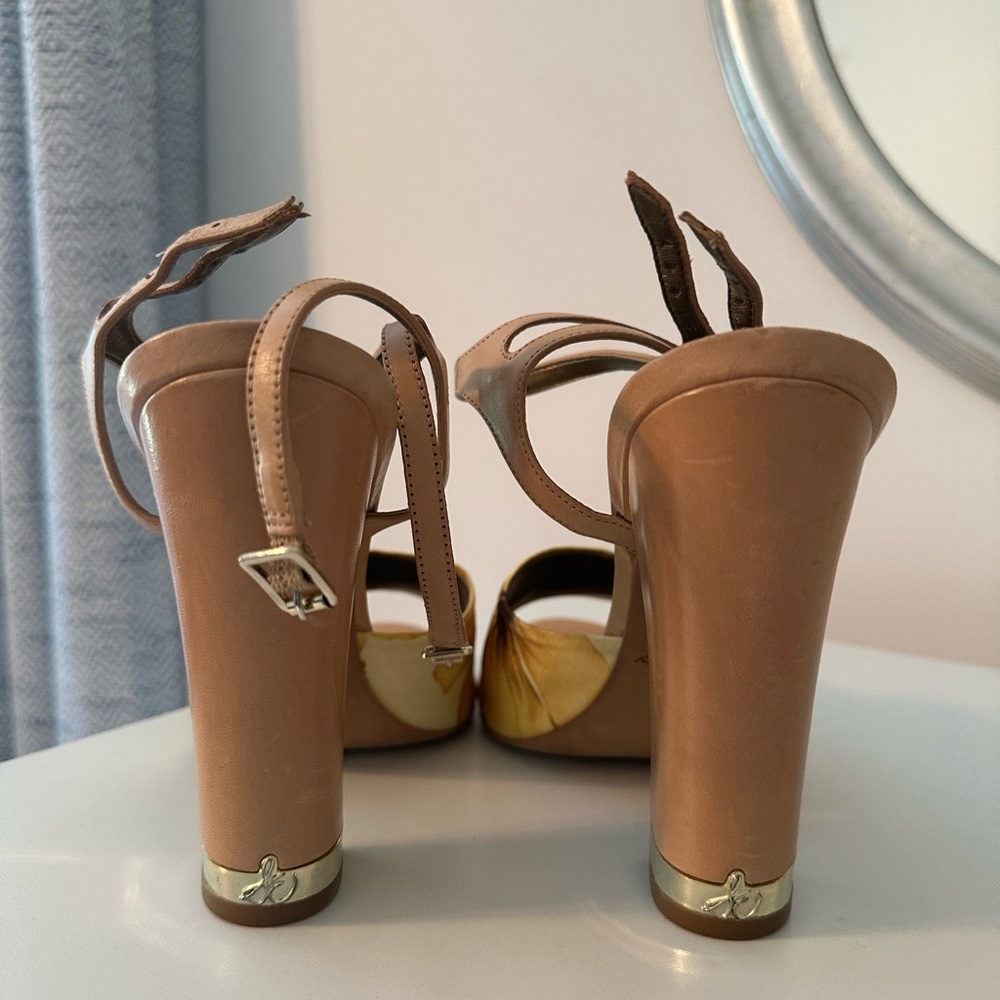 Sam Edelman Tan and Yellow Floral Women's Heels - Picture 7 of 9